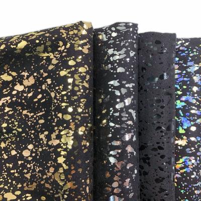 China Metallic FA-837 Irregular Metal Stain Pattern Foil Printing Polyester Suede Velvet Fabric For Bags Custom Shoes for sale