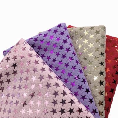 China FA-850 Star Pentagon Spots Star Pentagon Metallic Foil Print Polyester Suede Velvet Metallic Fabric For Bags Custom Shoes for sale