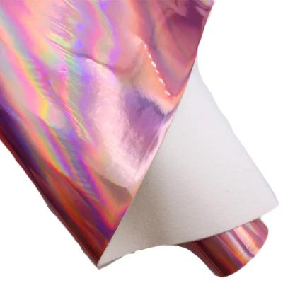 China (FA-412) 0.7mm Faux Leather Waterproof Holographic PU Fabric PVC For Shoes Bags Bow Crafting Notebook Belt DIY Material for sale