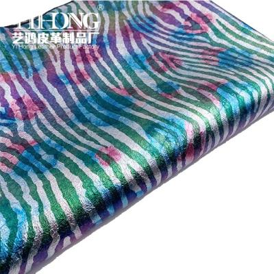 China Elastic (FA-424) 0.5 mm Zebra Pattern Colorful Polyester Leather Synthetic Fabric For Bags, Shoes And Clothing for sale