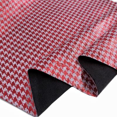 China Transfer (FA-797) Foil Houndstooth Pattern 70% Faux Synthetic Fabric Waterproof Soft Leather For Bags Shoes Decorating Materials for sale