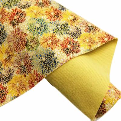 China Wrinkle resistant FA-765-colorful flower foil velvet polyester suede fabric for home decor bags shoes toys for sale