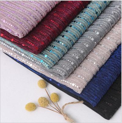 China Fashion Metallic Suppliers Dress Stretch Sheer Pleated Crepe Sparkle Lurex Tulle Sequins Moonlight Indian Saree Fabric for sale