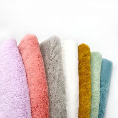 China Soft Durable Garment Animal Skin Rabbit Hair Stain Goods Plain Fake 100% Poly Plush Faux PV Artificial Synthetic Fur Fabric For DIY Toy for sale