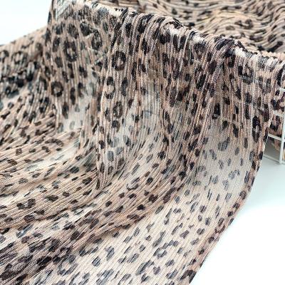 China Wholesale animal leopard crepe double dress animal print women's clothing lurex metallic yarn sheer face moonlight net knit fabric for sale