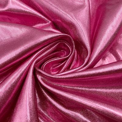 China 95%poly 5%sp Shiny Plain Pink Stage Costume Stretch Top Dance Fabric FDY Foil Fabric Shrink-Resistant for sale