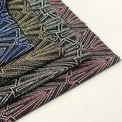 China New Memory Designs African popular fabric offset black glitter print powder colored sparkle spandex metallic lurex knitted fabric for sale