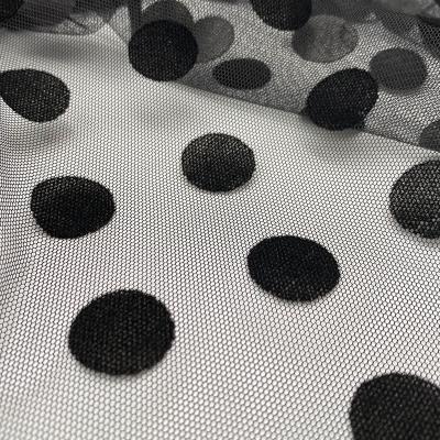 China Pure Custom Dancewear Fabric Maker Nylon Mesh With Flock Net Tulle Knitted Fabric for sale