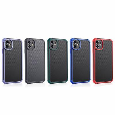 China Anti-drop Color Shockproof One-piece Double Textured PC With TPU Phone Case For iphone 12 Case for sale