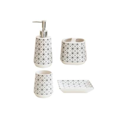 China Sustainable Ceramic Bathroom Ware Wash Sets Bathroom Four-Piece Set Mouthwash Cup Soap Dish for sale