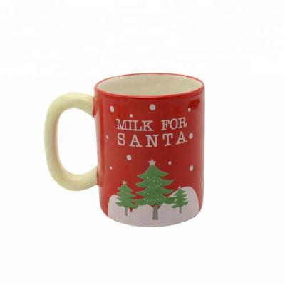 China Viable Red Ceramic Christmas Coffee Mug Mug For Sublimation Gifts Mug Mat for sale