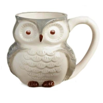 China Customized Sustainable 3D Animal Owl Coffee Mug With Baby Ceramic Owl Inside For Gifts for sale