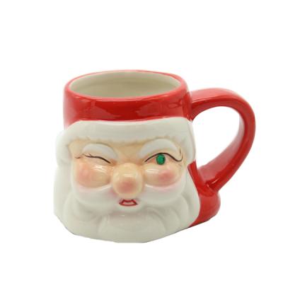 China Custom Viable Design Christmas Santa Claus Ceramic Embossed Coffee Mug for sale