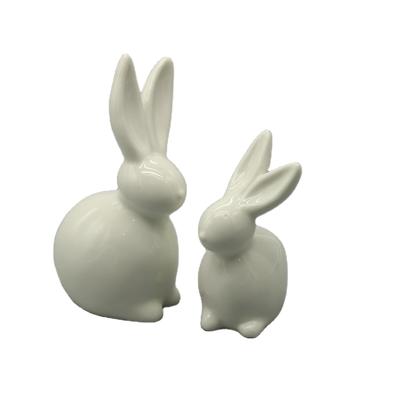 China Indoor White Ceramic Easter Decoration Bunny Decorative Porcelain Rabbit Figurines for sale