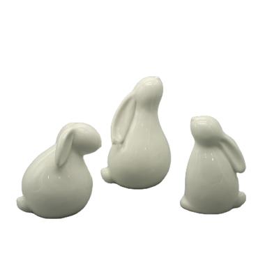 China Indoor Decoration Easter Gift Porcelain White Ceramic Rabbit Decorative Figurines for sale