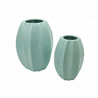 China Unique Europe Blue Glazed Large Ceramic Flower Vases For Home Decor Succulent Planter Pots Home Decoration for sale