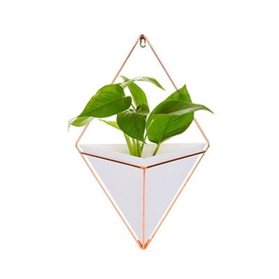 China Small Modern Custom Decorative Geometric Hanging Ceramic Planter / Flower Pot For Indoor Wall Decor for sale