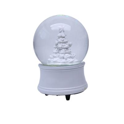 China China White Christmas Tree Design Custom Resin Snow Globe Glass For Souvenir for sale