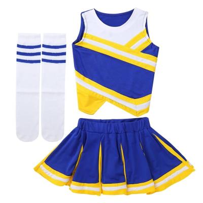 China Girls Cheerleading Sets Performance Uniform Wear Stage School Dance Cosplay Costume Sleeveless Tops With Pleated Skirt for sale