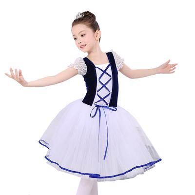 China New Giselle Ballet Dresses Tutu Short Sleeve Lace Dress Girls Child Velet Long Tulle Skater Dress Romantic Ballerina Dress for sale