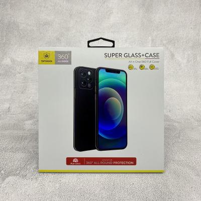 China Recycled Materials Packaging Box For Apple 12 Pro Max All In One Tempered Glass 360 Full Coverage Case + Glass Case Screen Protector Protector for sale