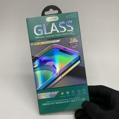 China Recycled materials 9h tempered glass film packaging mobile phone screen glass film packaging box with plastic box paper box for sale