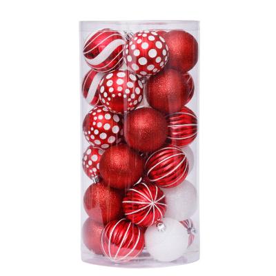 China Christmast Ornament Christmas Ball Sets 6cm New Design 30PCS Painted Print Shatterproof Balls PS Set For Christmas Tree Decoration Navidad Bauble for sale