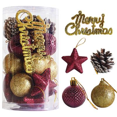 China Merry Christmas 20 PCS Tree Ornaments Baubles Baubles Luxury PVC Boxed Painted Luxury Decorative Hanging Happy New Year 2023 Gift Box Set for sale