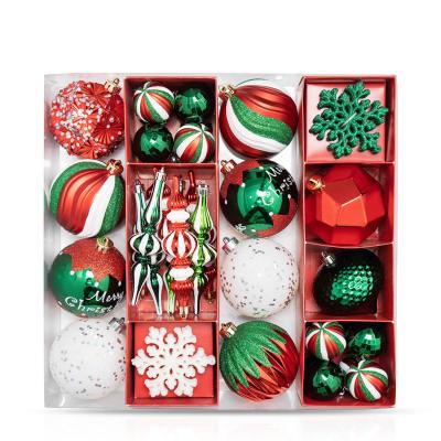 China Popular Christmas Gift Christmas Ball Tree Ornament Plastic Painted 8cm Pack 50PCS Shatterproof Baubles Ball Gift Box Set Hang Decorative New Year 2023 for sale