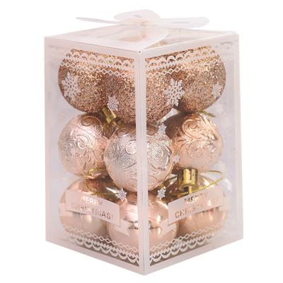 China Wholesale Decor 4cm Stock Pack 12PCS New Year 2023 Christmas Ornament Christmas Bauble Ball Plastic Box Set For Navidad Home Tree Ornament Supplies for sale