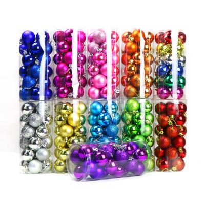 China 24PCS/Barrel Pack Popular Baubles Christmas Gift Pendant 3/4/6/8cm Christmas Bauble Plastic Box Set For Navidad Tree Decor Home Ornaments for sale