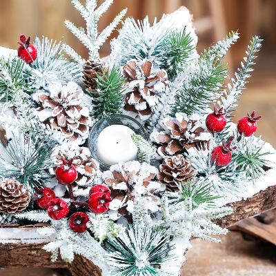 China Navidad New Modern Christmas 2023 New Arrivals Office Decor Beautiful Colorful Wood Ornaments Candelero Supplies With Snow for sale