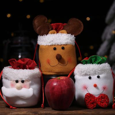 China Cute Merry Christmas Santa Claus Snowman Elk Cartoon Apple Candy Bags Drawstring Gifts Bags Christmas Decoration Supplies Christmas Gifts for sale