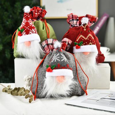 China Hot Selling Gnomes Old Man Drawstring Candy Canvas Bag Faceless Doll Morden Christmas Gift Bag For Kids Navidad 2023 Decoration for sale