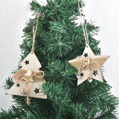 China Beautiful Colorful Wooden Christmas Tree Onarment Star And Socks Hanging Decoration for sale