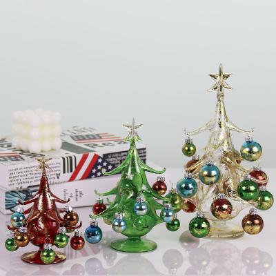 China Merry Christmas Mini Trees With Ball Ornaments Christmas Tree Stand And Accessories Navidad Luxury Luxury Glass Festival Party Supplies for sale