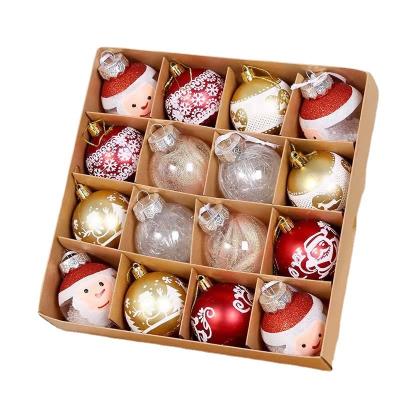 China New Christmas Ornament 16 Pcs 6 Cm Christmas Tree Decoration The Ball Has A Christmas Picture On It for sale