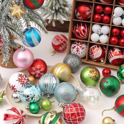 China 42pcs Painted Plastic Christmas Ball Box Set 3cm-6cm Christmas Tree Decoration Supplies Ball Ornament New Year Christmas Home Room Decor Gift for sale