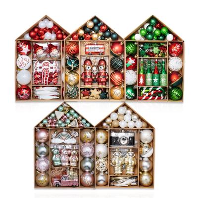 China Christmast Ornament Christmas Decoration Suppliers 70Pcs/Pack 30-120mm Christmas Gifts Set Christmas Ball Snowman Red White Shatterproof Ornaments for sale