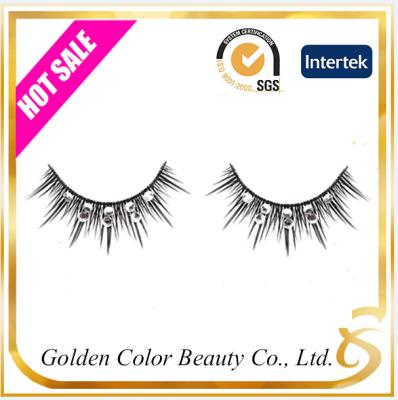 China Natural false eyelashes strip, human hair diamond crystal eyelashes for sale