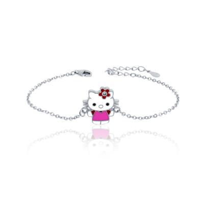 China Hello Kitty Kids Hypoallergenic 925 Sterling Silver Cute Cat Bracelets Anklets Fashion Children's Gift for sale