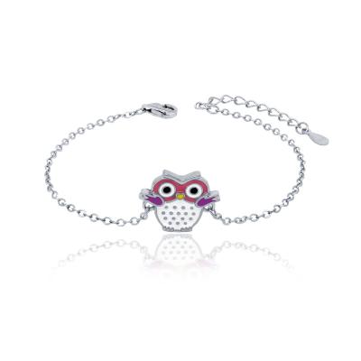 China FASHIONABLE Hypoallergenic Animal Kids Sterling Silver 925 Cute Owls Bracelets Anklets Fashion Kids Gift for sale