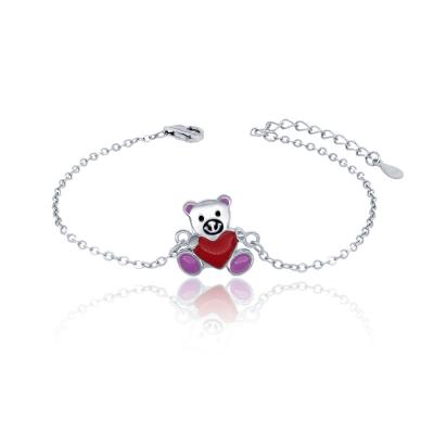 China FASHIONABLE Hypoallergenic Animal Kids Sterling Silver 925 Cute Bear Bracelets Anklets Fashion Kids Gift for sale