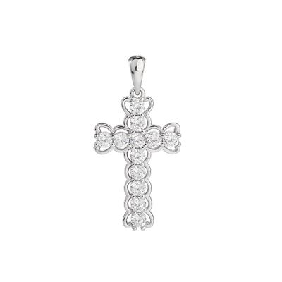 China CLASSIC 925 Charms Silver Trending CZ Pendant Diamond Round Cross Pendants Gifts Unisex Loan To Ship for sale