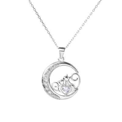 China New Sterling Silver Pendant Necklace Moon FASHIONABLE Cat Necklace Love Christmas Gifts for Women for sale