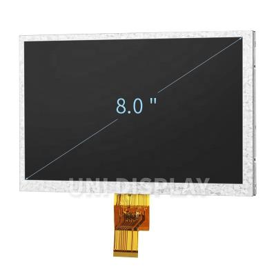 China UNI DISPLAY 8inch 1024x600 40pin tft lcd panel lvds interface 8 inch automotive display without 8 inch touch screen for sale