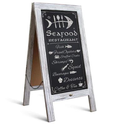 China Europe Rustic Vintage A-frame Chalkboard Sign Restaurant Wooden Bleached Magnetic Message Table Display / Sidewalk Chalkboard for sale