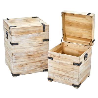 China Europe Home Decor Decorative White Wash Wooden Storage Boxes and Trunks with Metal for sale