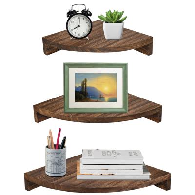 China America Wall Mounted Corner Shelf Set of 3 Rustic Wooden Corner Shelf Wall Hanging Floating Shelves For Bathroom for sale