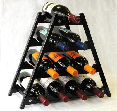 China Europe Black Or Brown Wooden Wine Racks 10 Bottles Solid Wood Rack for sale